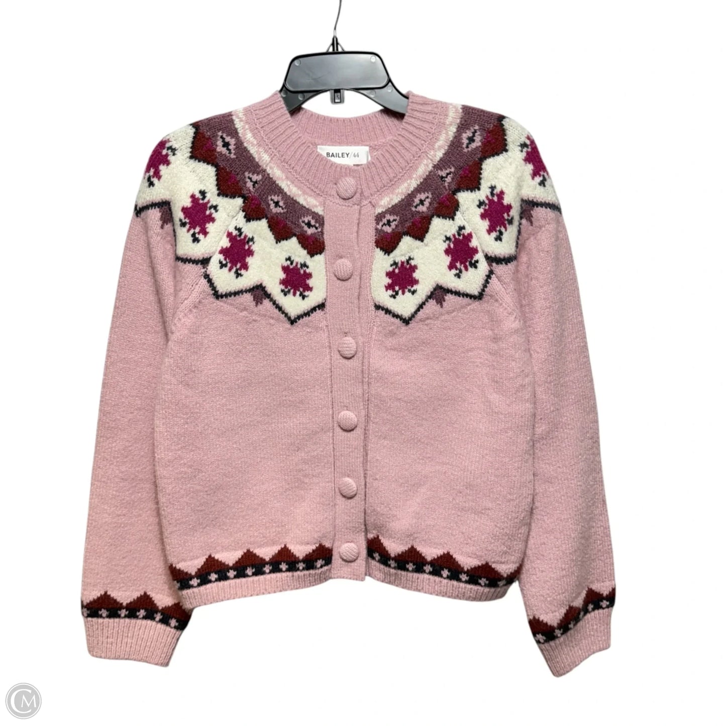 Fair Isle Sweater Cardigan By Bailey 44 In Pink, Size: Xs