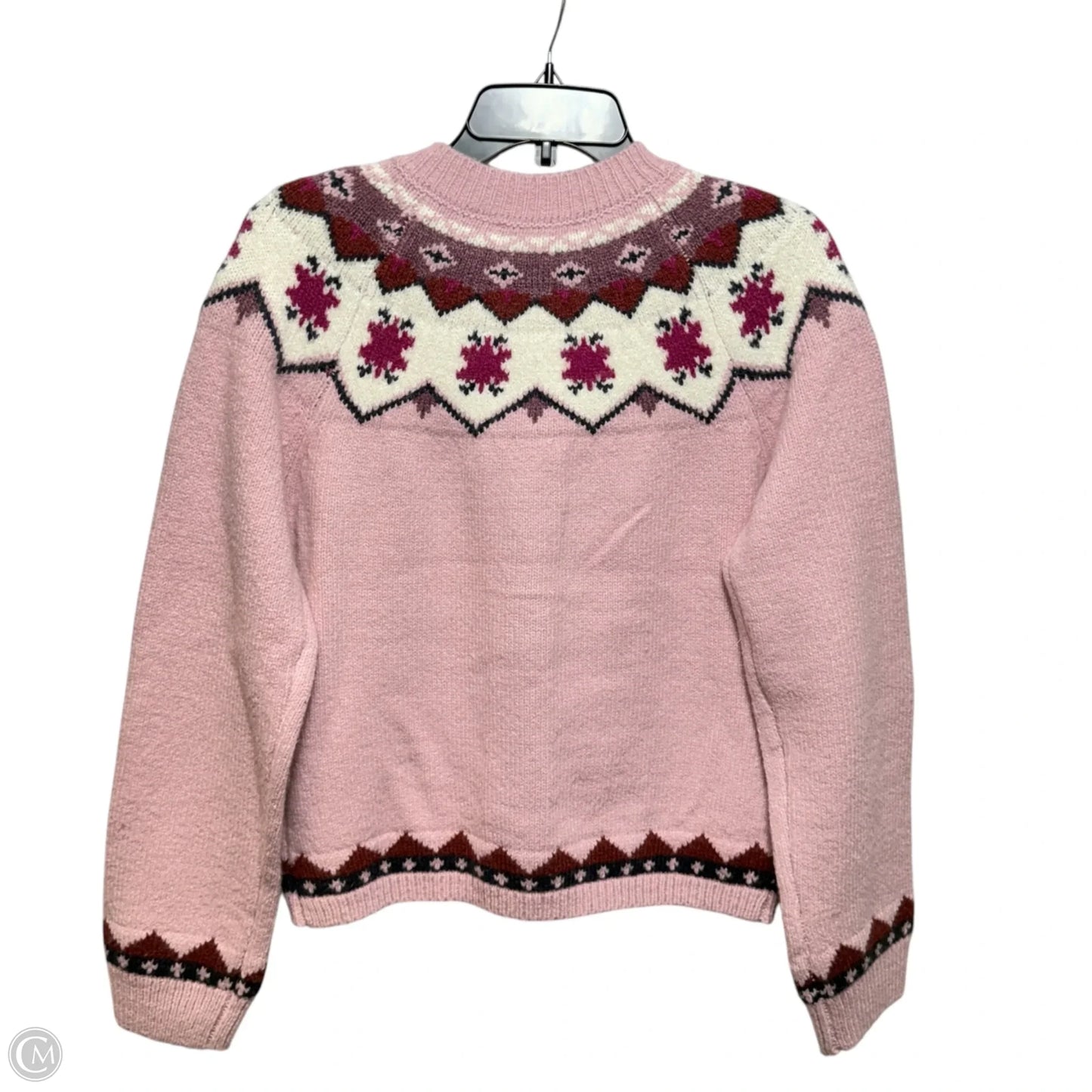 Fair Isle Sweater Cardigan By Bailey 44 In Pink, Size: Xs