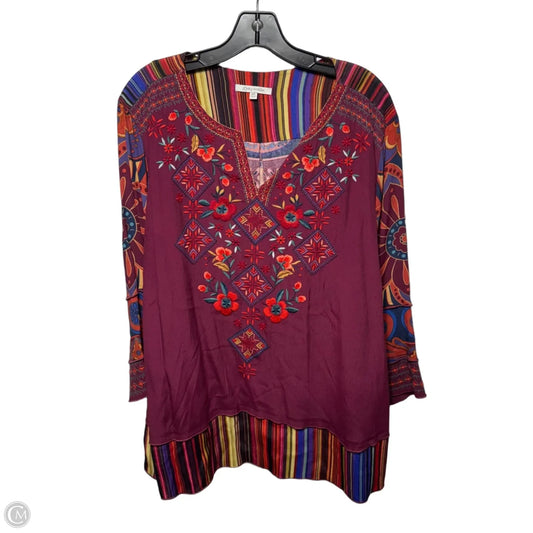 Top Long Sleeve By John Mark In Floral Print, Size: 0X