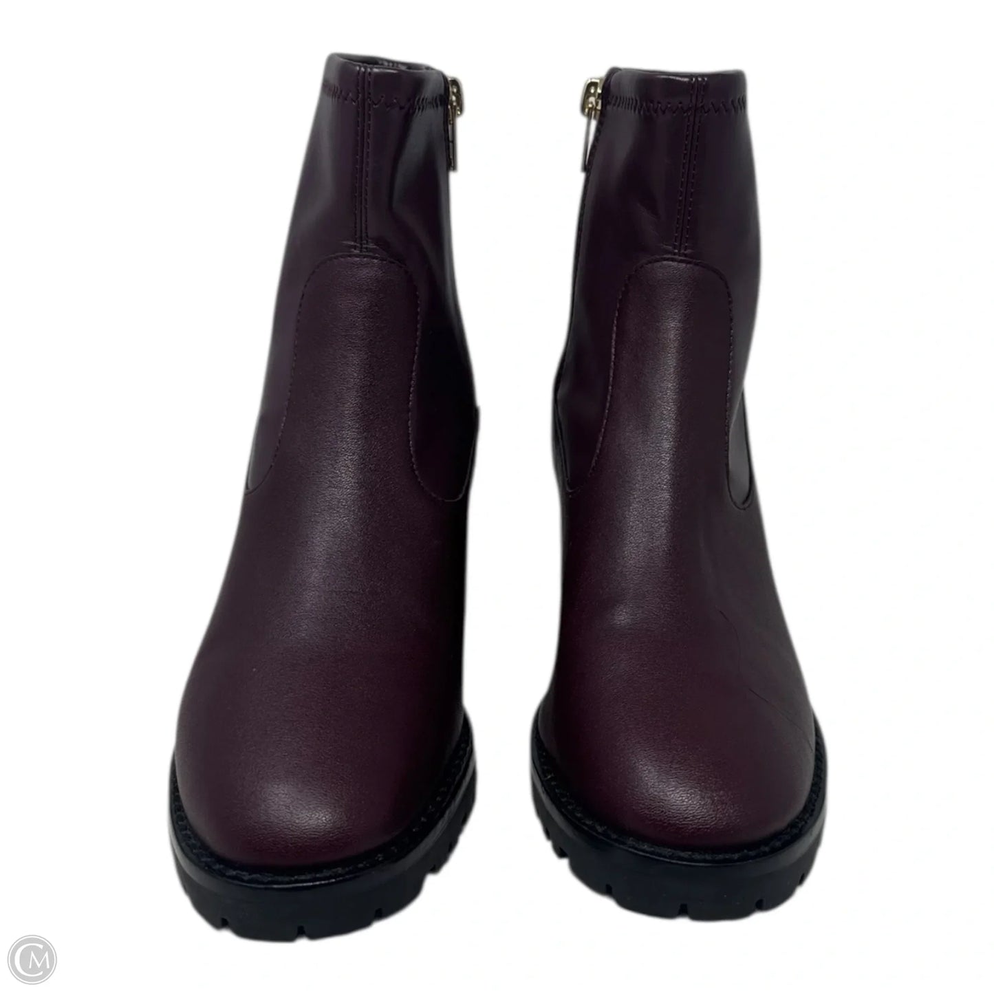 Joy Leather Boots Designer By Coach In Maroon, Size: 6.5