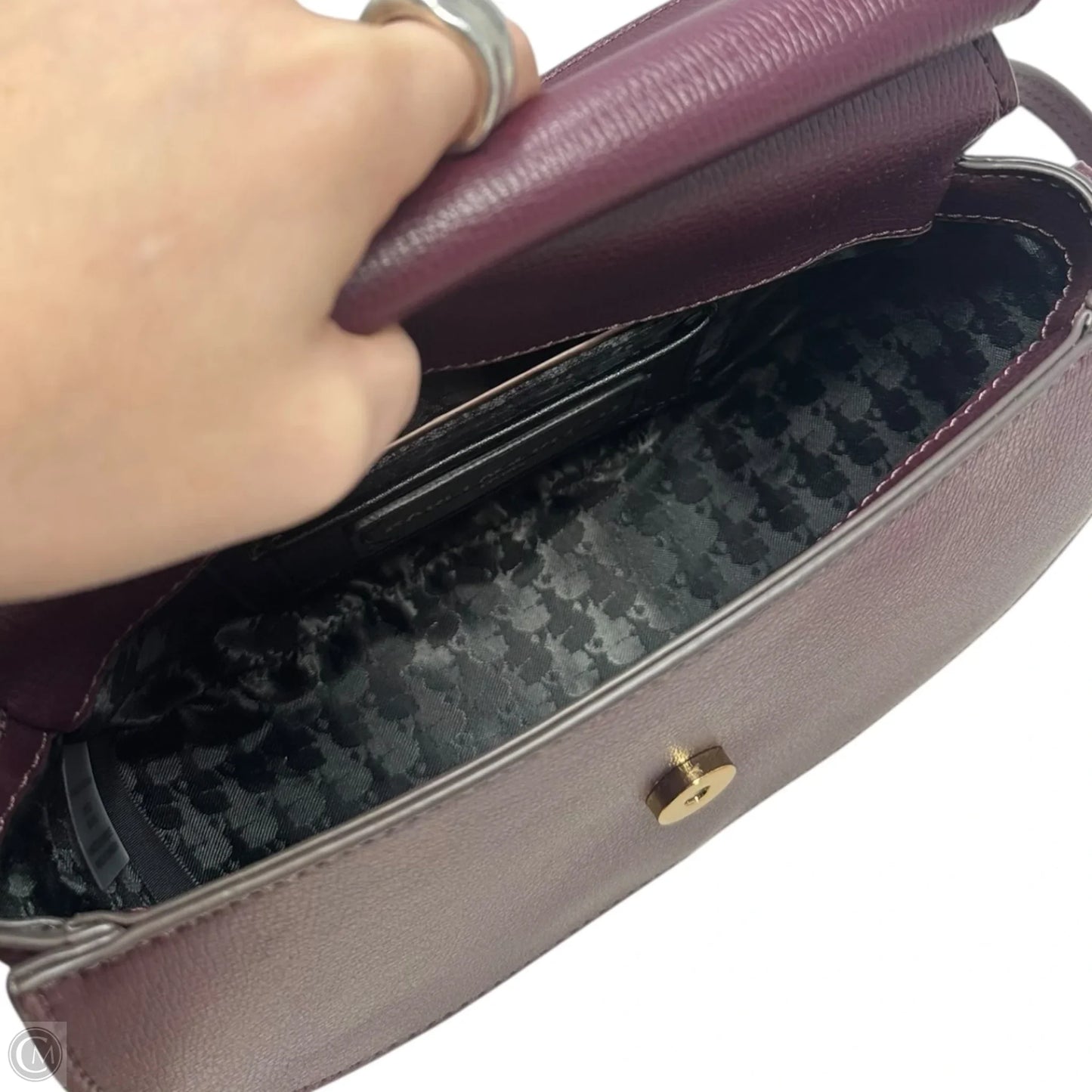 Suede Saddle Shoulder Handbag Designer By Karl Lagerfeld, Size: Small