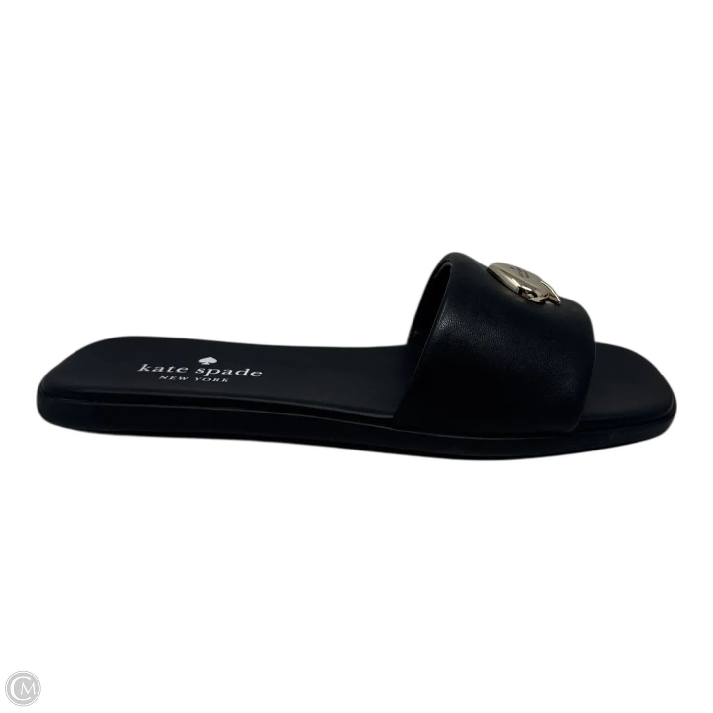 Logo Slide Sandals Designer By Kate Spade In Black, Size: 7