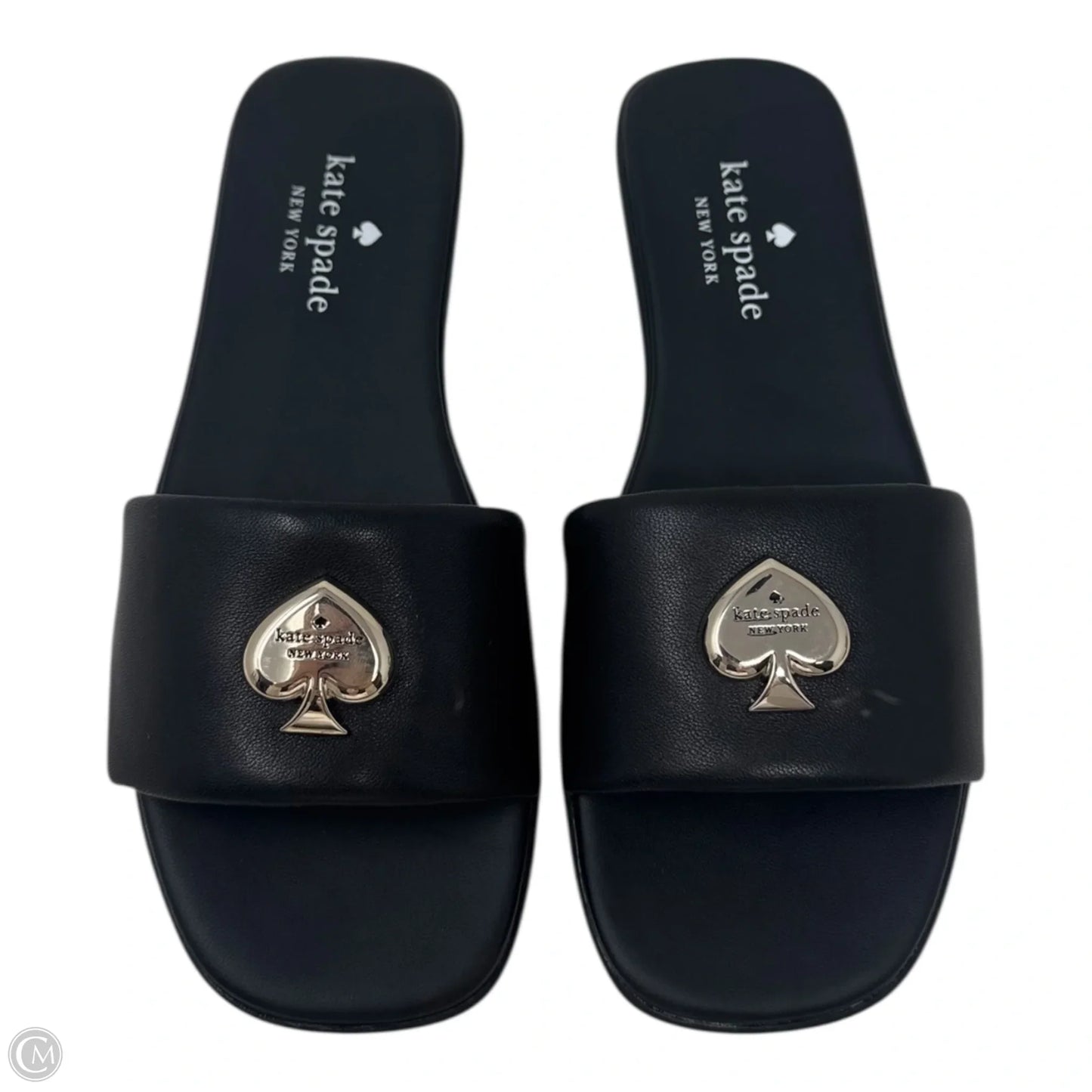 Logo Slide Sandals Designer By Kate Spade In Black, Size: 7