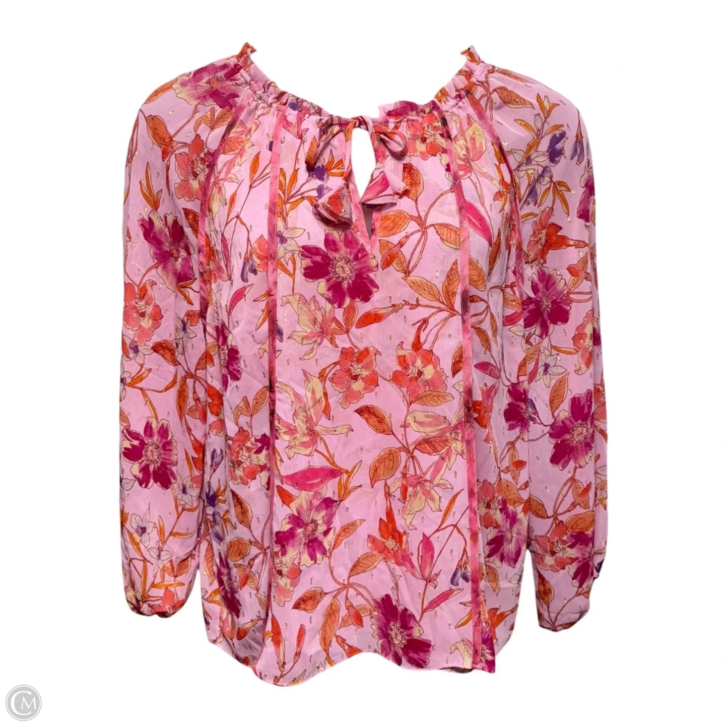 Blouse Long Sleeve Designer By Misa In Floral Print, Size: M
