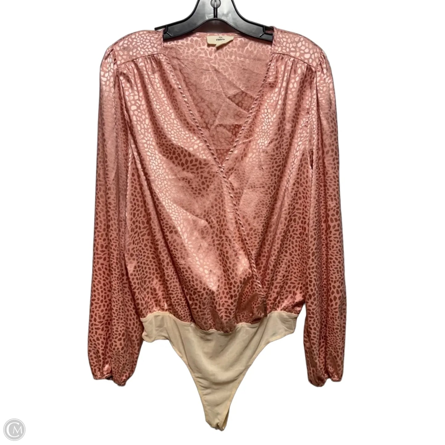 Bodysuit Top Long Sleeve By Entro In Pink, Size: L