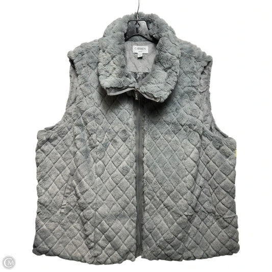 Vest Faux Fur & Sherpa By Carmen By Carmen Marc Valvo In Grey, Size: 3x