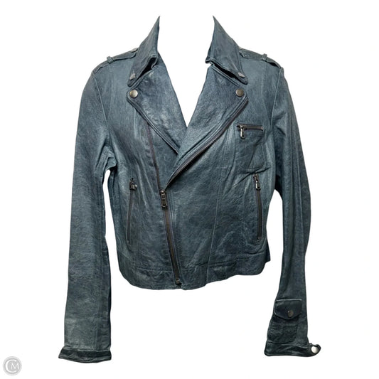 Josie Washed Leather Jacket Moto Leather By Jakett In Navy, Size: S