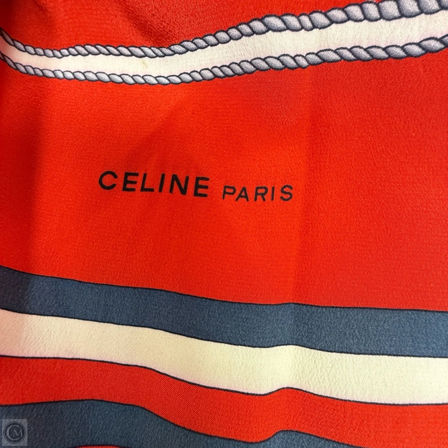 Nautical Themed Red Silk Scarf Luxury Designer By Celine