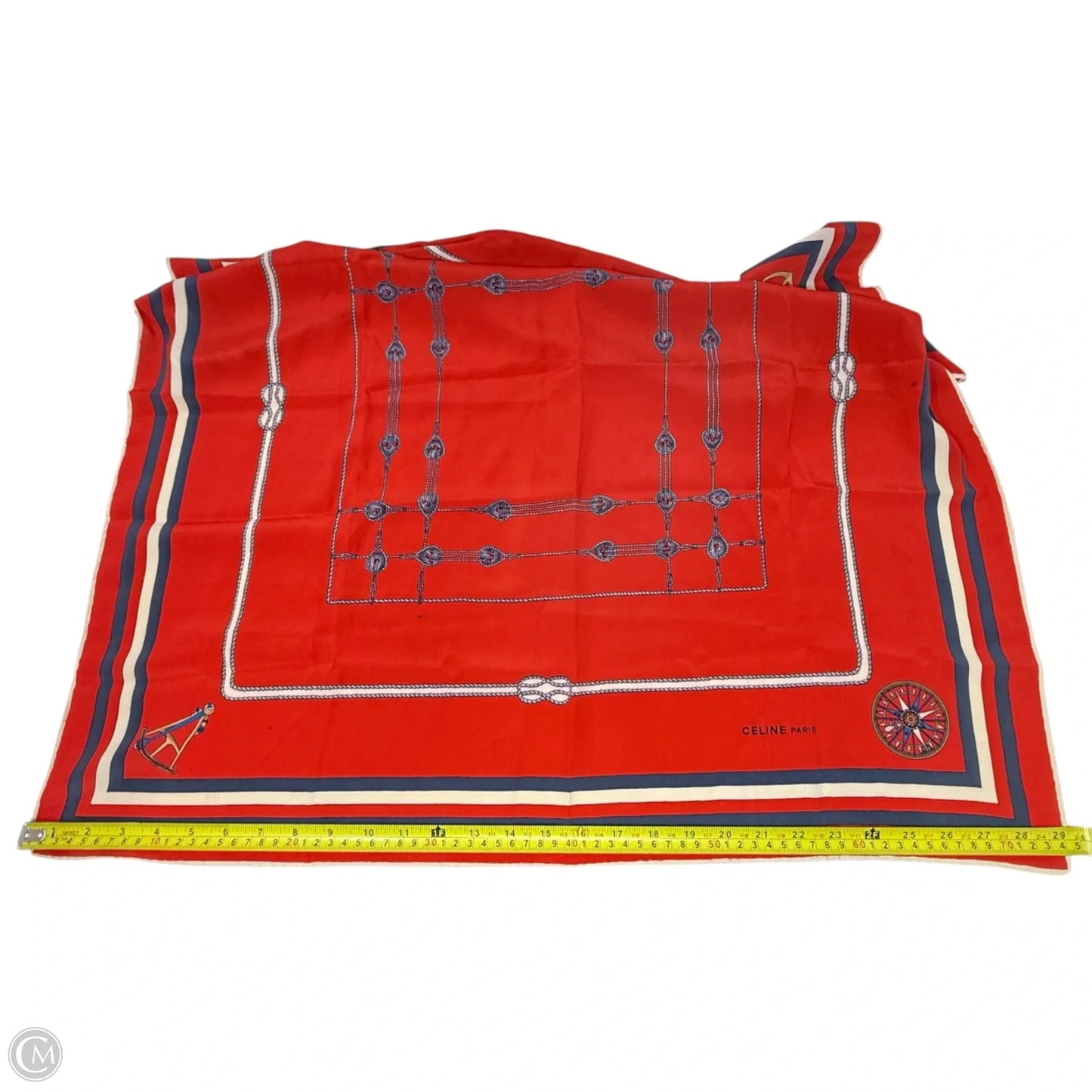 Nautical Themed Red Silk Scarf Luxury Designer By Celine