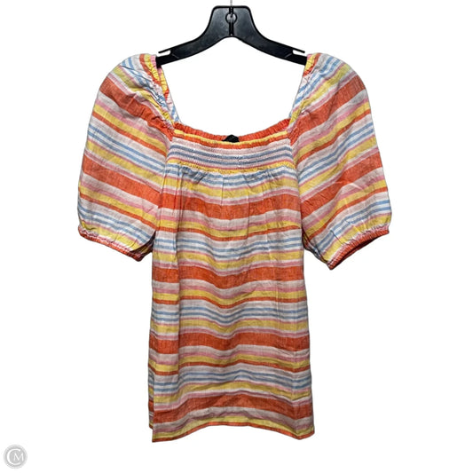 Linen Top Short Sleeve By Talbots In Multi-colored, Size: M