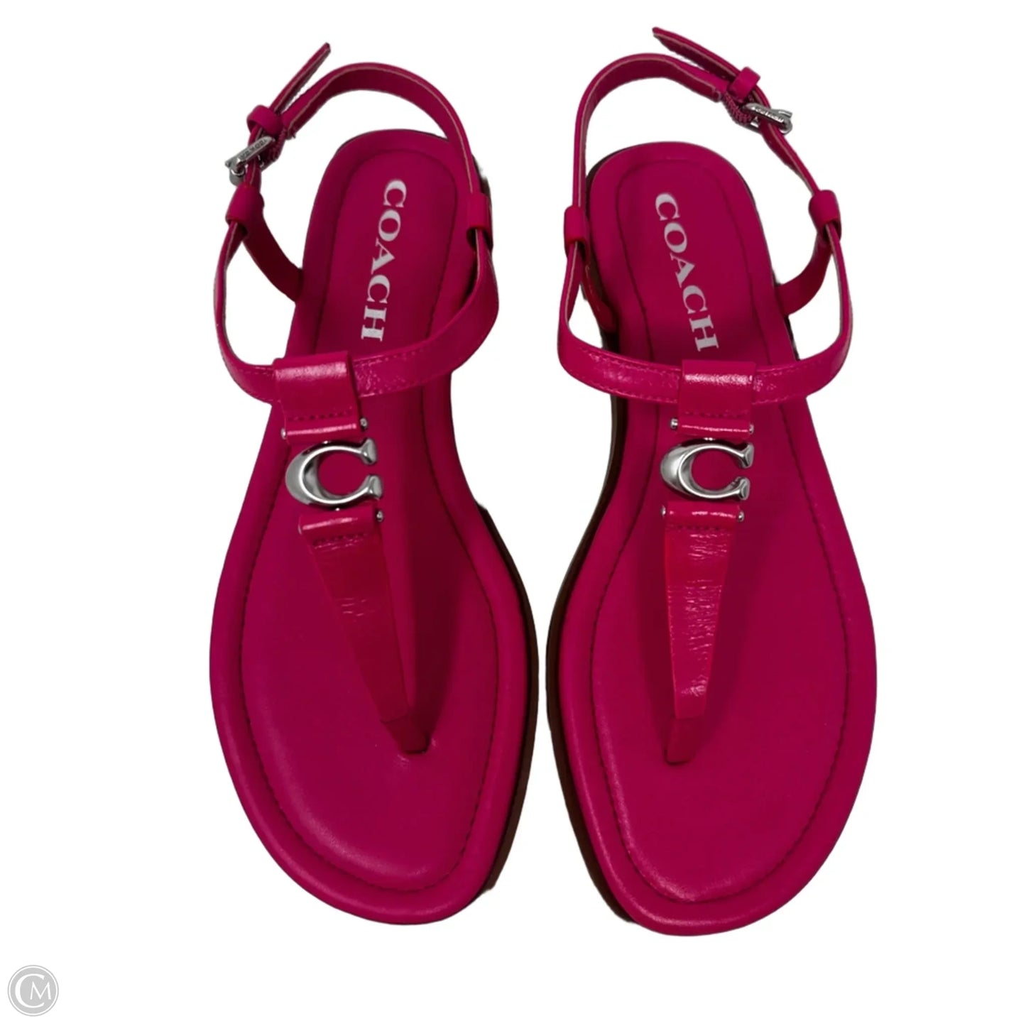 T Strap Logo Sandals Designer By Coach In Pink, Size: 6.5