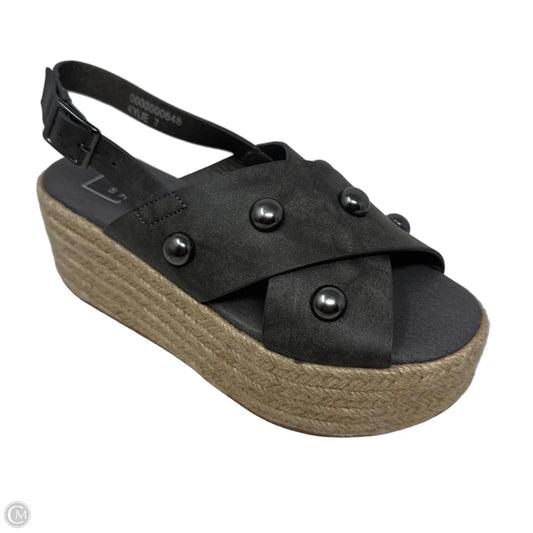 Kylie Stud Espadrille Sandals Heels Wedge By Shu Shop In Grey, Size: 7