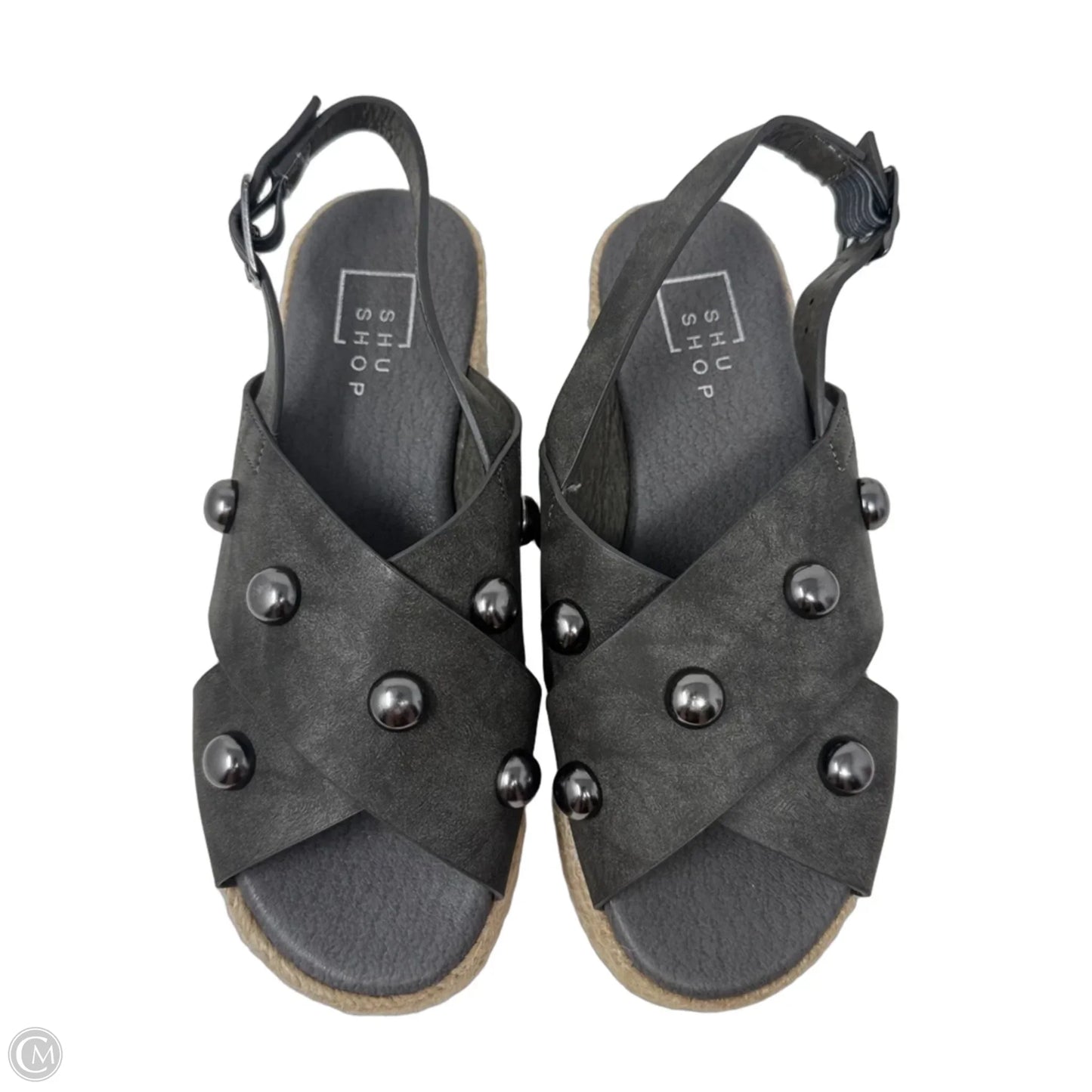 Kylie Stud Espadrille Sandals Heels Wedge By Shu Shop In Grey, Size: 7