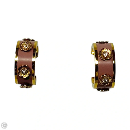 Tea Rose Enamel Huggie Earrings Designer By Coach