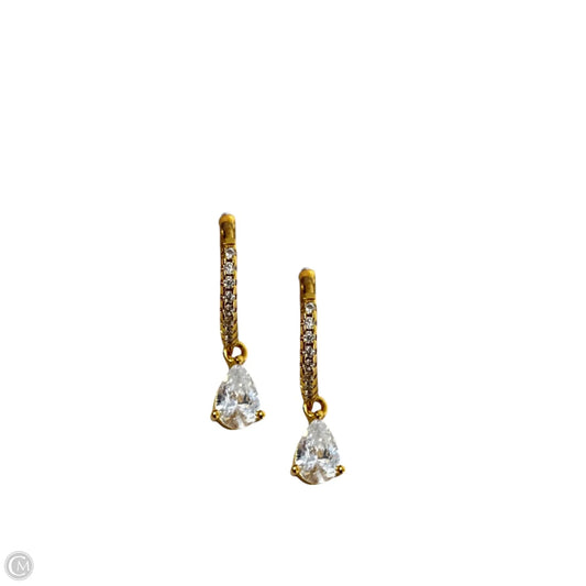 Gold Over Sterling Silver Cubic Zirconia Pavé Teardrop Huggie Hoop Earrings