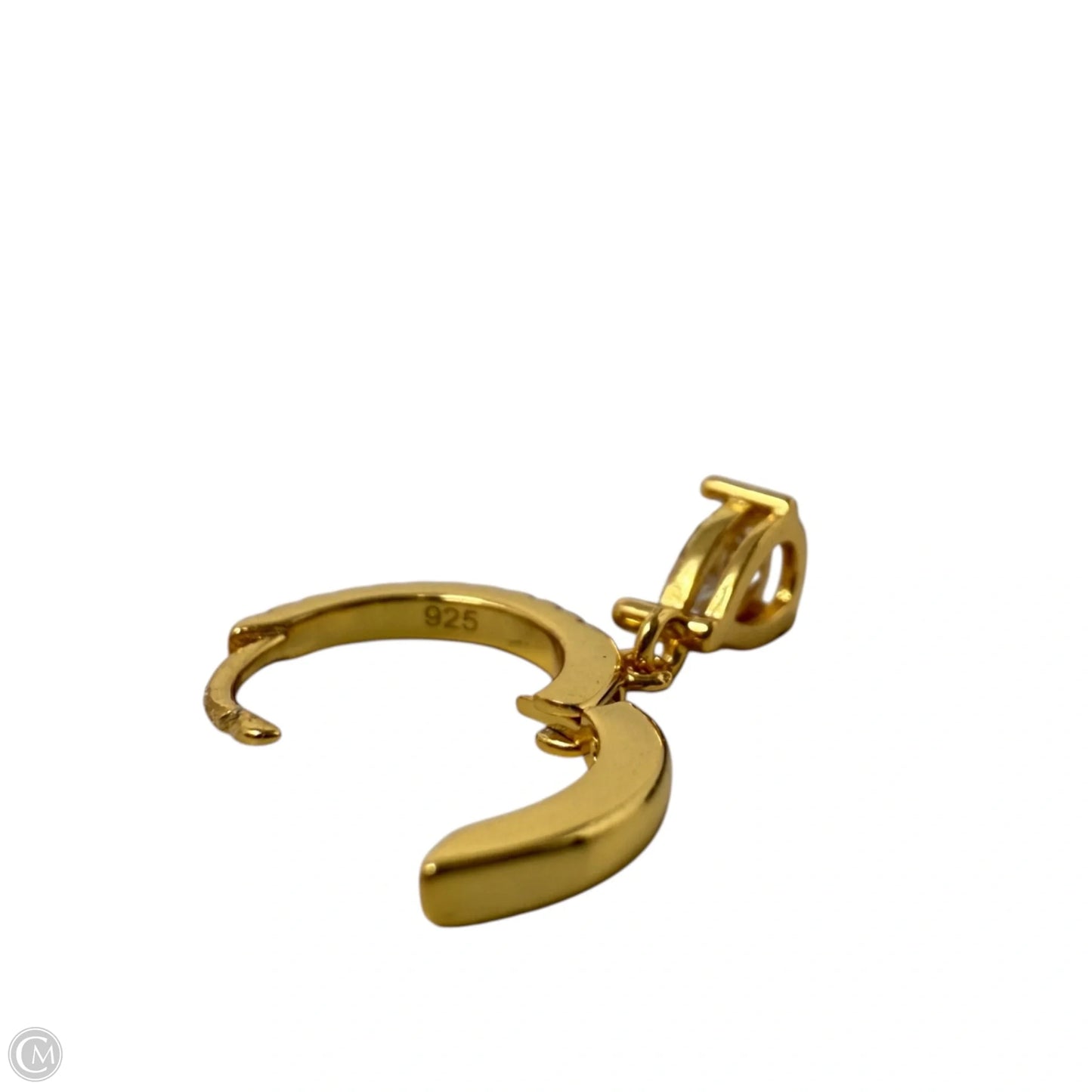 Gold Over Sterling Silver Cubic Zirconia Pavé Teardrop Huggie Hoop Earrings