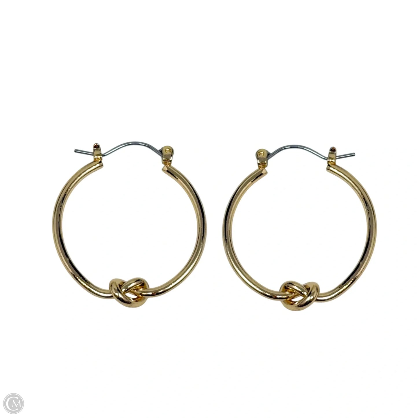 Gold Tone Knot Hoop Earrings