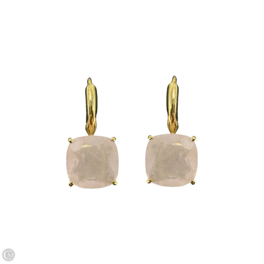 Rose Quartz & Brass Drop Earrings
