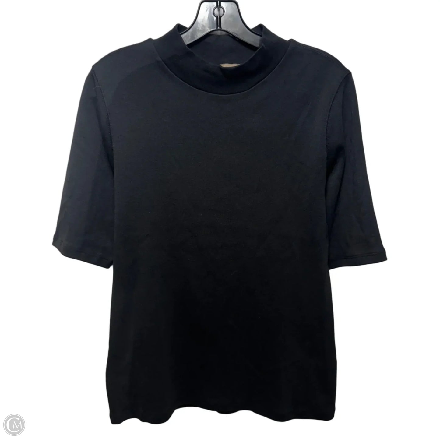 Mock Neck Top Short Sleeve By Lilla P In Black, Size: L