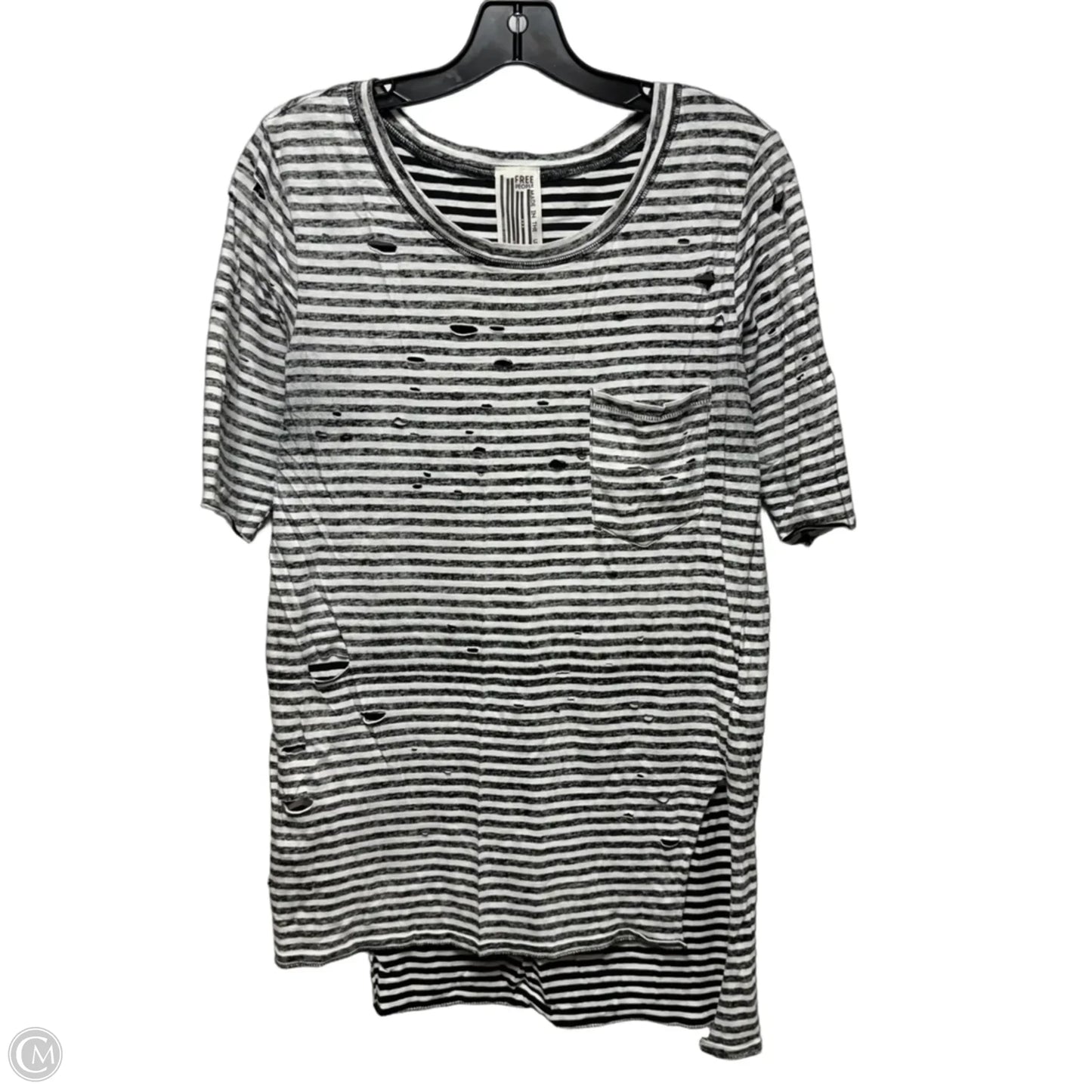 Distressed Top Short Sleeve By Free People In Black & White, Size: S
