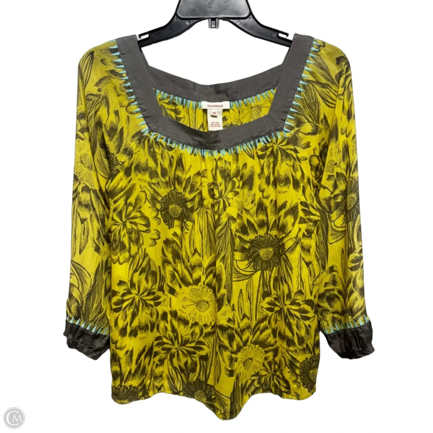 Silk Top 3/4 Sleeve By Sundance In Floral Print, Size: Xs