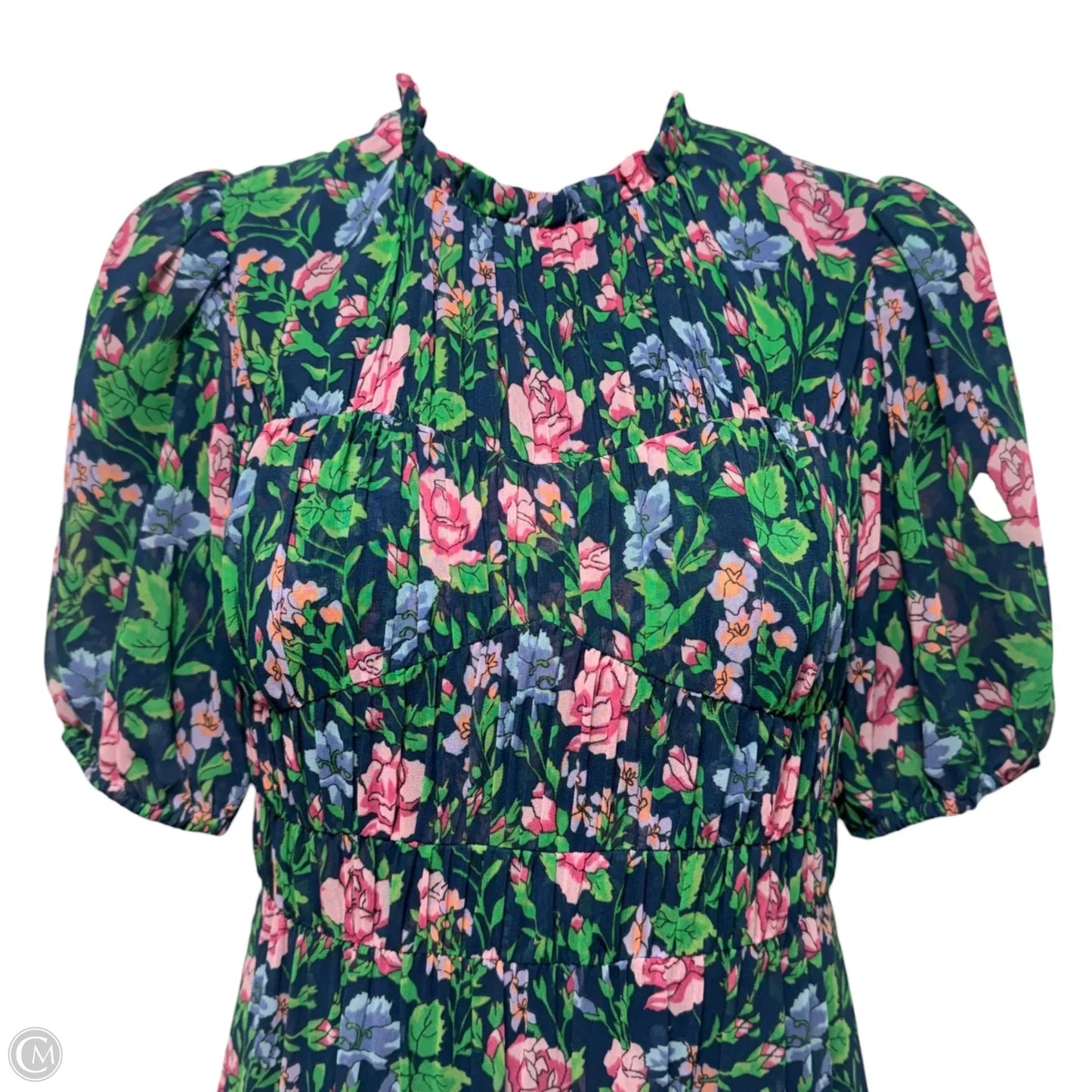 Blossom Floral Chiffon Midi Dress Designer By Diane Von Furstenberg In Navy Floral Print, Size: 00