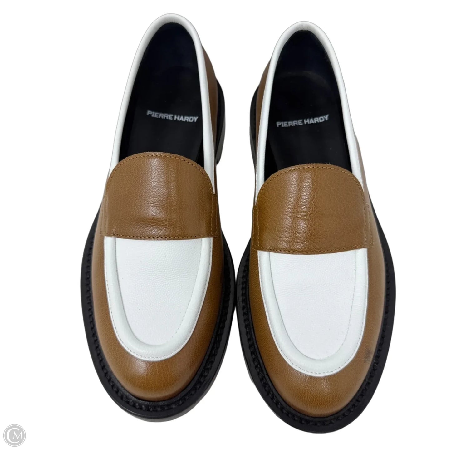 John Leather Loafers By Pierre Hardy In Brown & Cream, Size: 8 (IT 38)