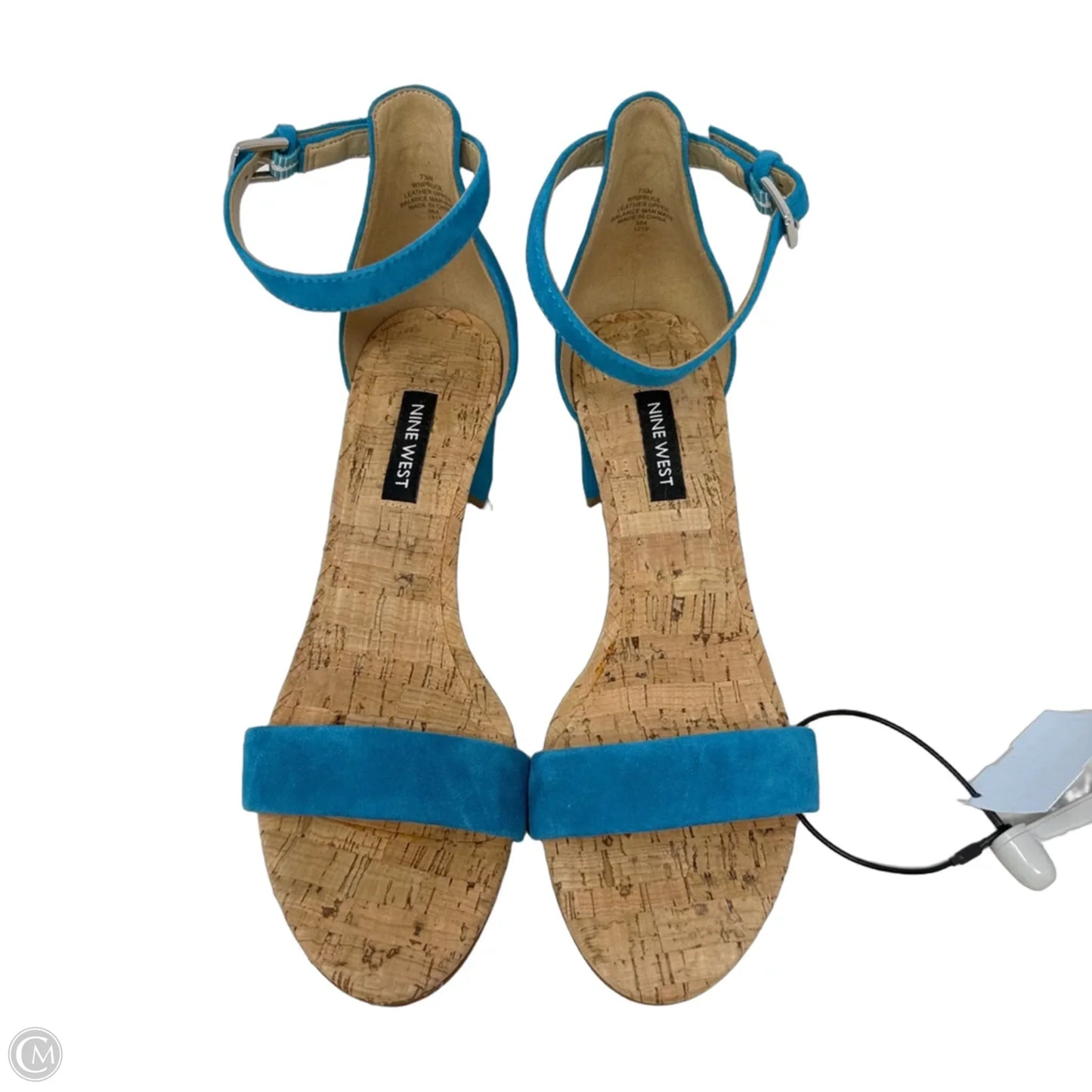 Suede Block Heel Sandals By Nine West In Aqua, Size: 7.5