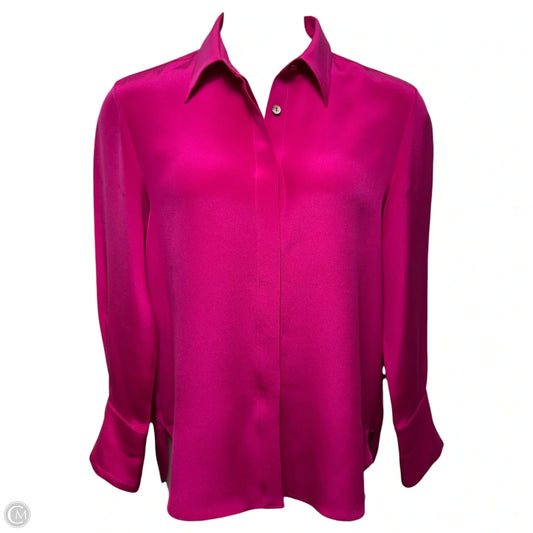 Silk Button Down Blouse Long Sleeve By Diomi In Pink, Size: M