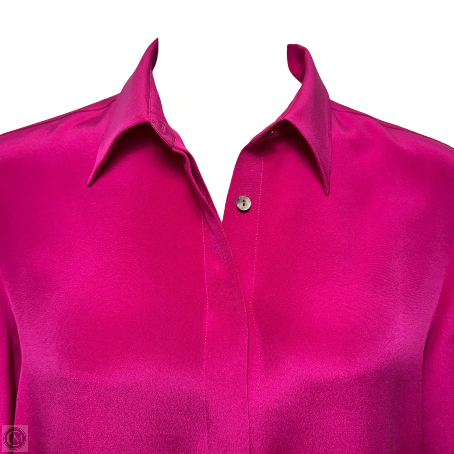 Silk Button Down Blouse Long Sleeve By Diomi In Pink, Size: M