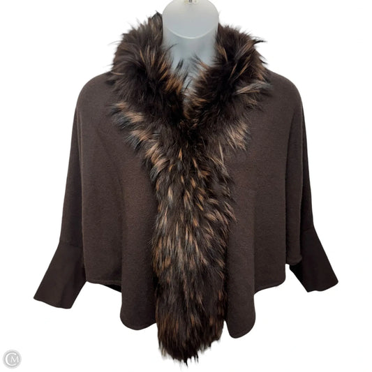 Dyed Raccoon Fur Trim Sweater Cardigan Cashmere By InCashmere In Brown, Size: L