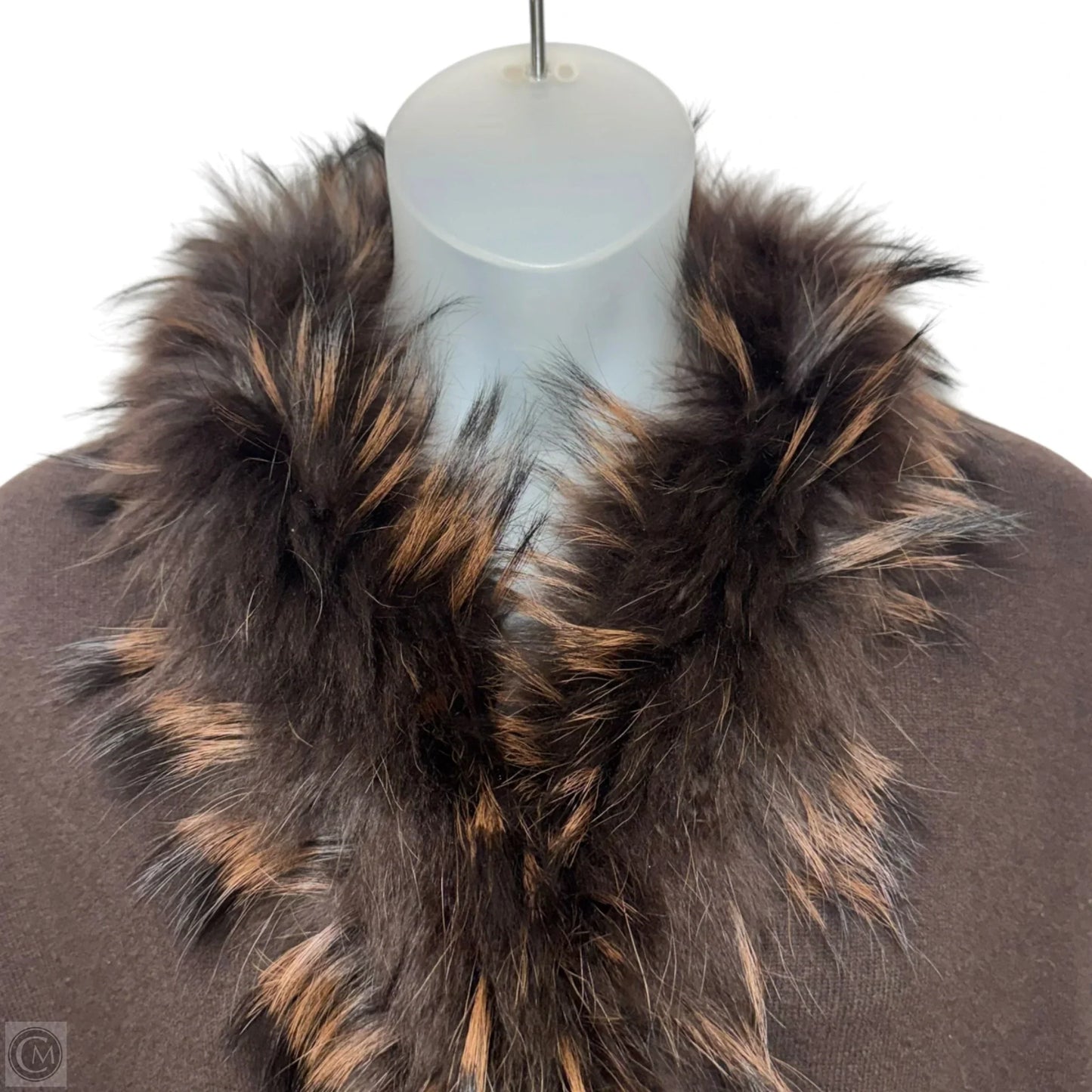 Dyed Raccoon Fur Trim Sweater Cardigan Cashmere By InCashmere In Brown, Size: L