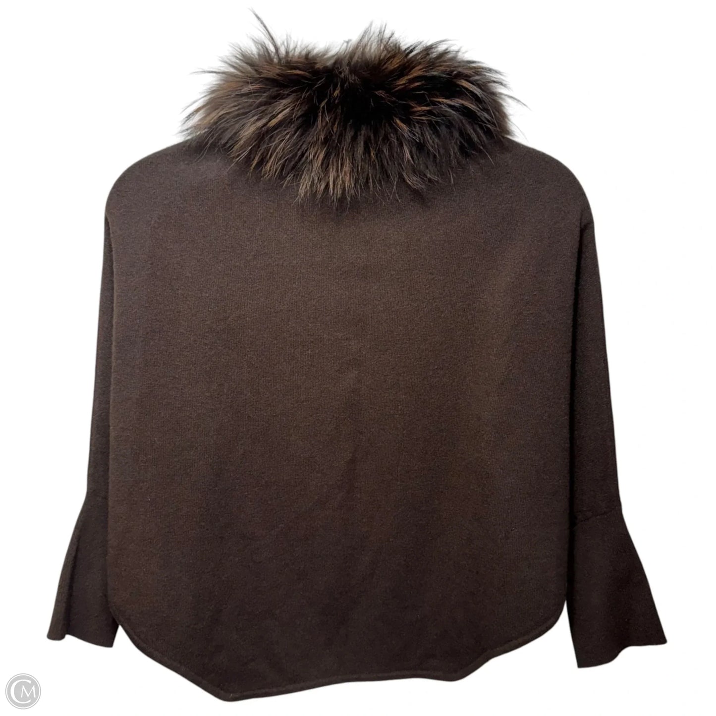 Dyed Raccoon Fur Trim Sweater Cardigan Cashmere By InCashmere In Brown, Size: L