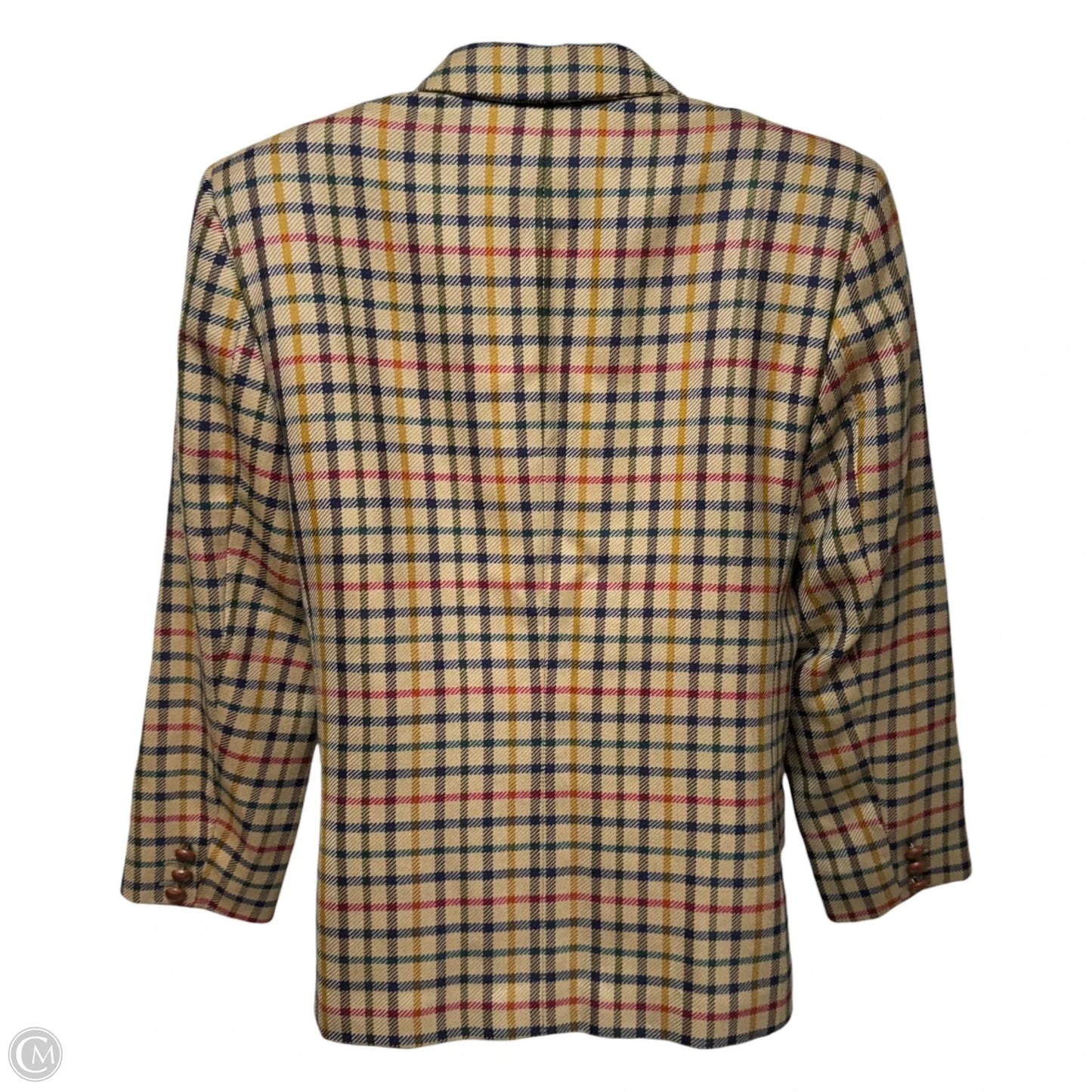 Vintage Wool Blazer By Dak’s In Checkered Pattern, Size: 6
