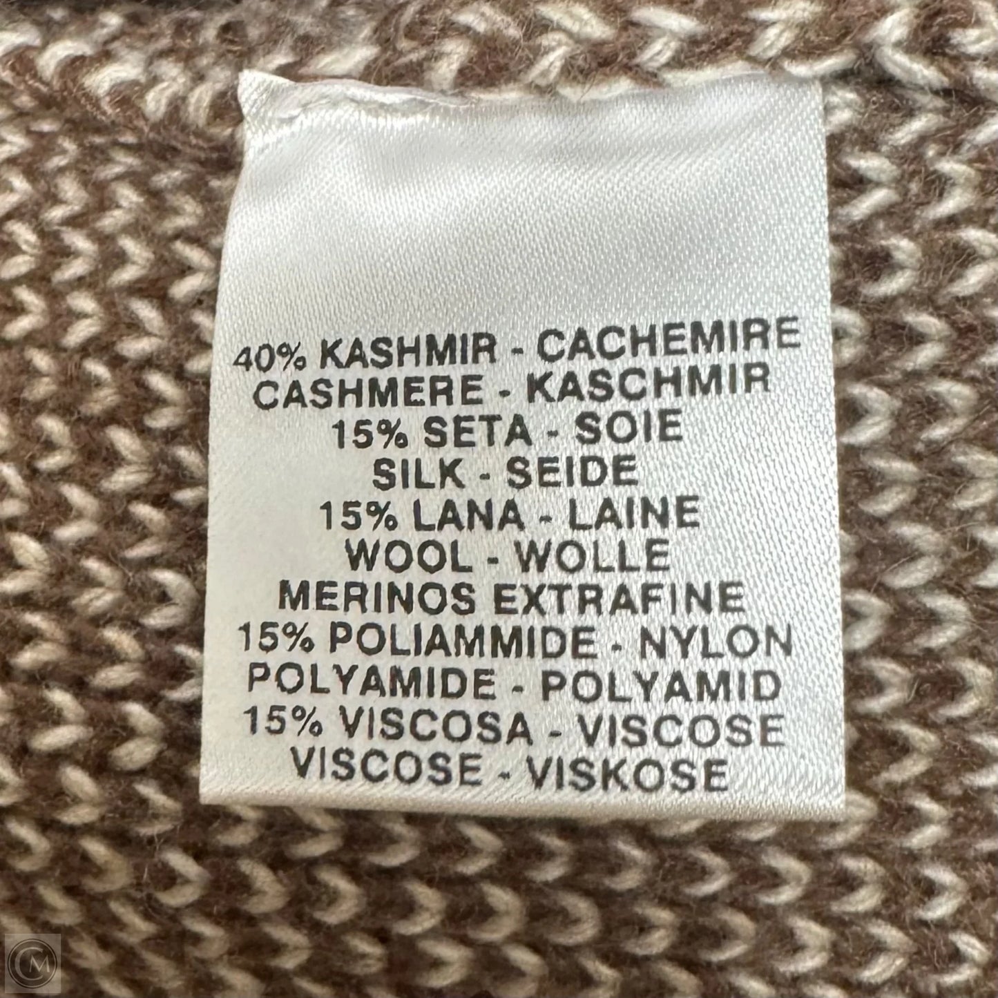 Cashmere Blend Double Breasted Sweater Cardigan By Cashmeritaly In Brown & Cream, Size: M