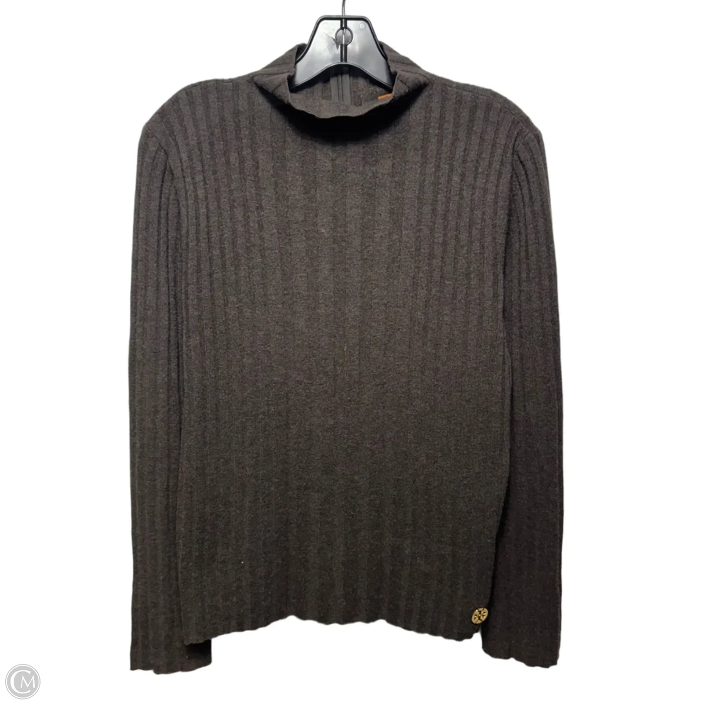 Wool Funnel Neck Sweater Designer By Tory Burch In Brown, Size: M