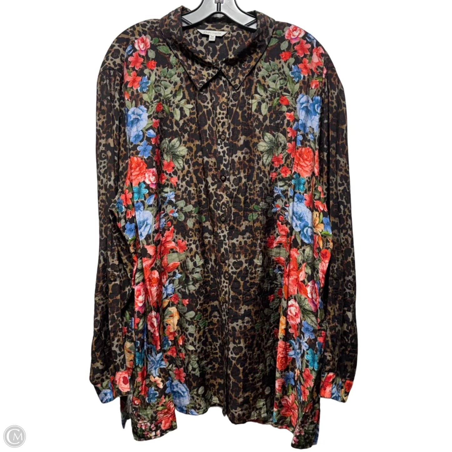 Top Long Sleeve By John Mark In Animal Print, Size: 3x