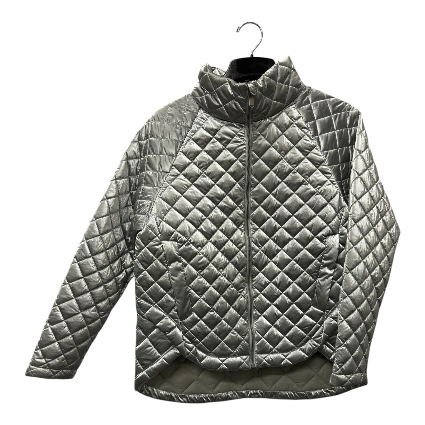Athletic Jacket By Athleta In Silver, Size:M