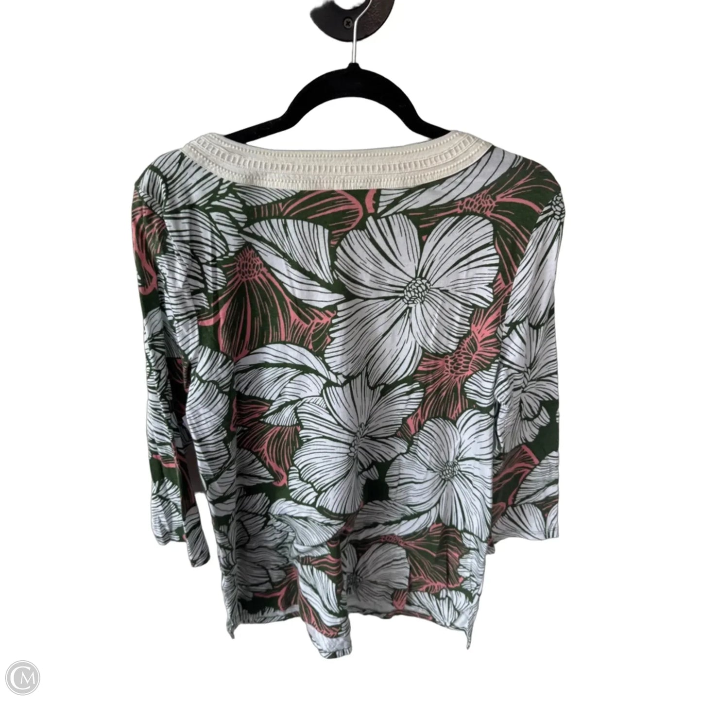 Top 3/4 Sleeve By Talbots In Green & Pink, Size: M