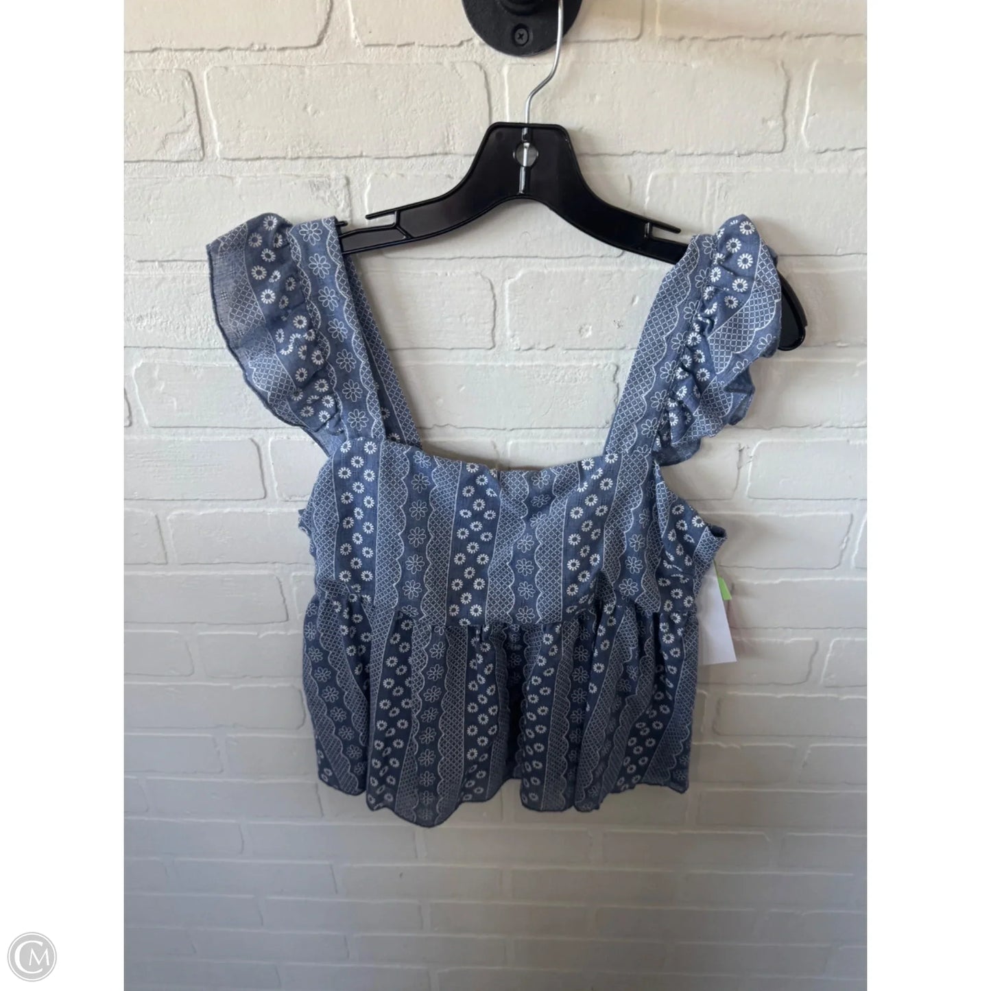 Top Sleeveless By Hyfve In Blue & White, Size: L