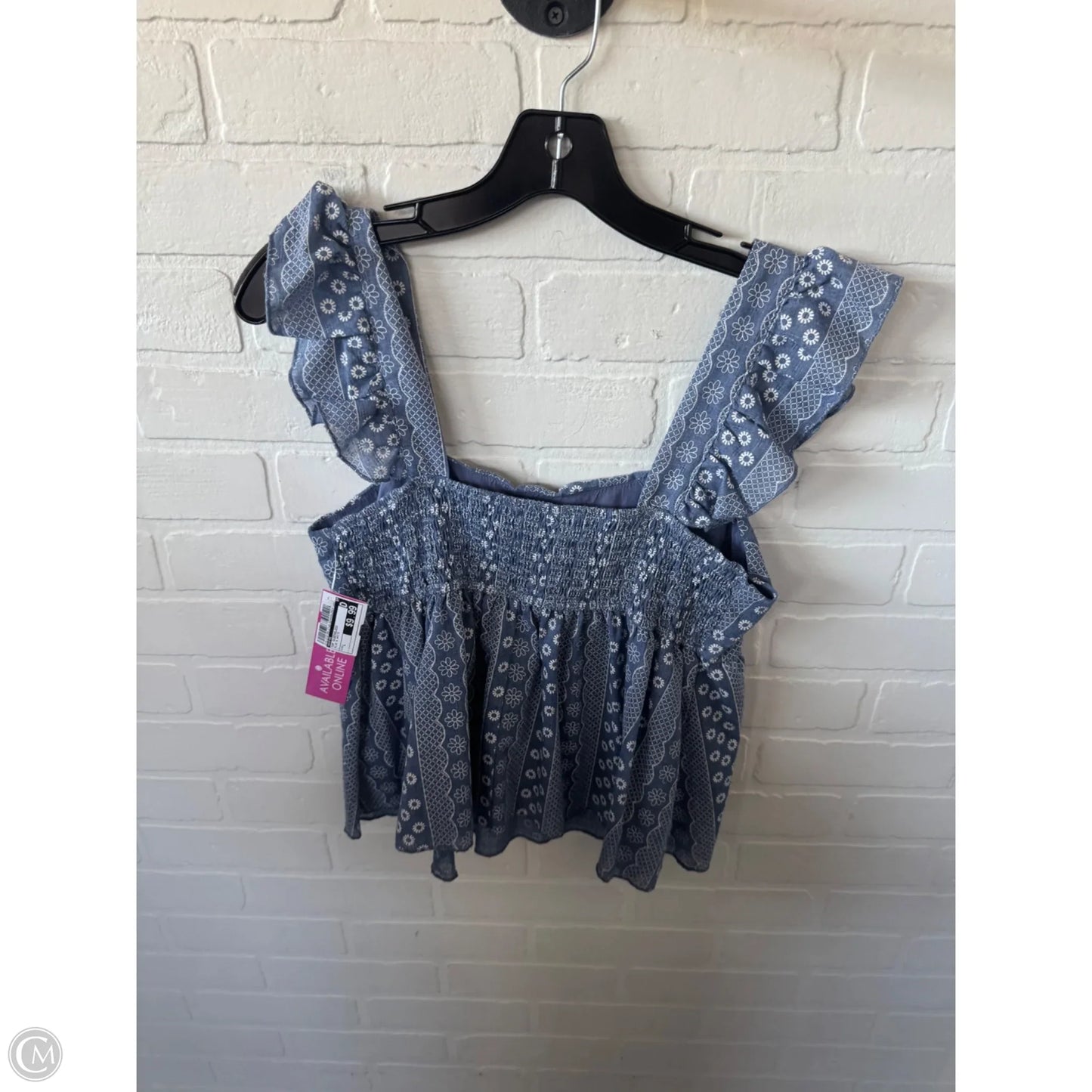 Top Sleeveless By Hyfve In Blue & White, Size: L