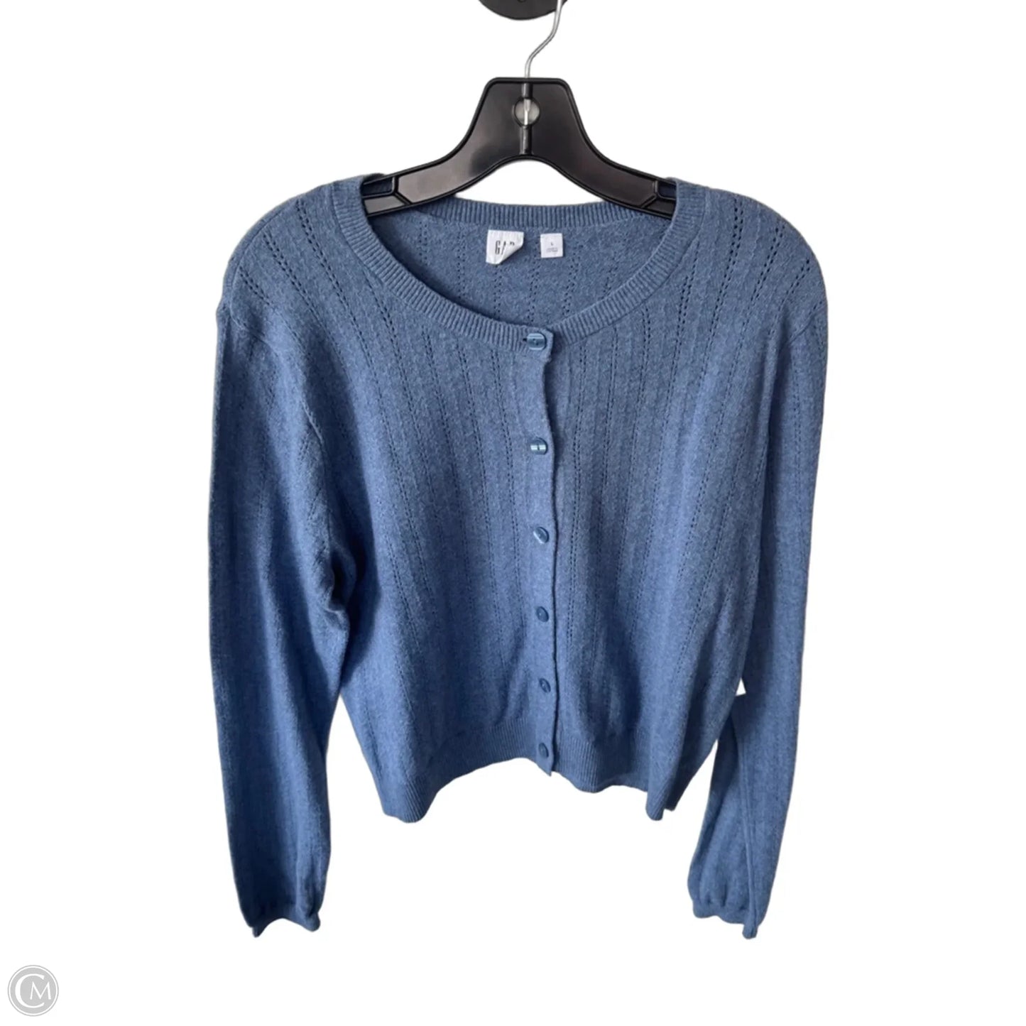 Sweater Cardigan By Gap In Blue, Size: L