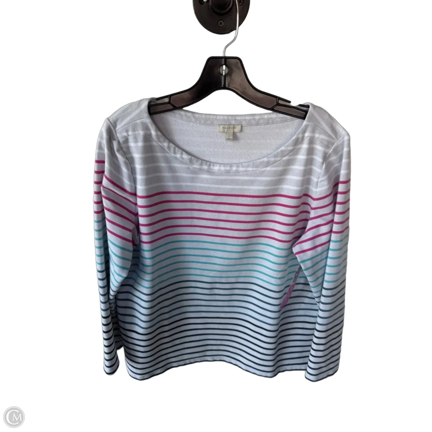 Top Long Sleeve By Talbots In Grey & Pink, Size: L