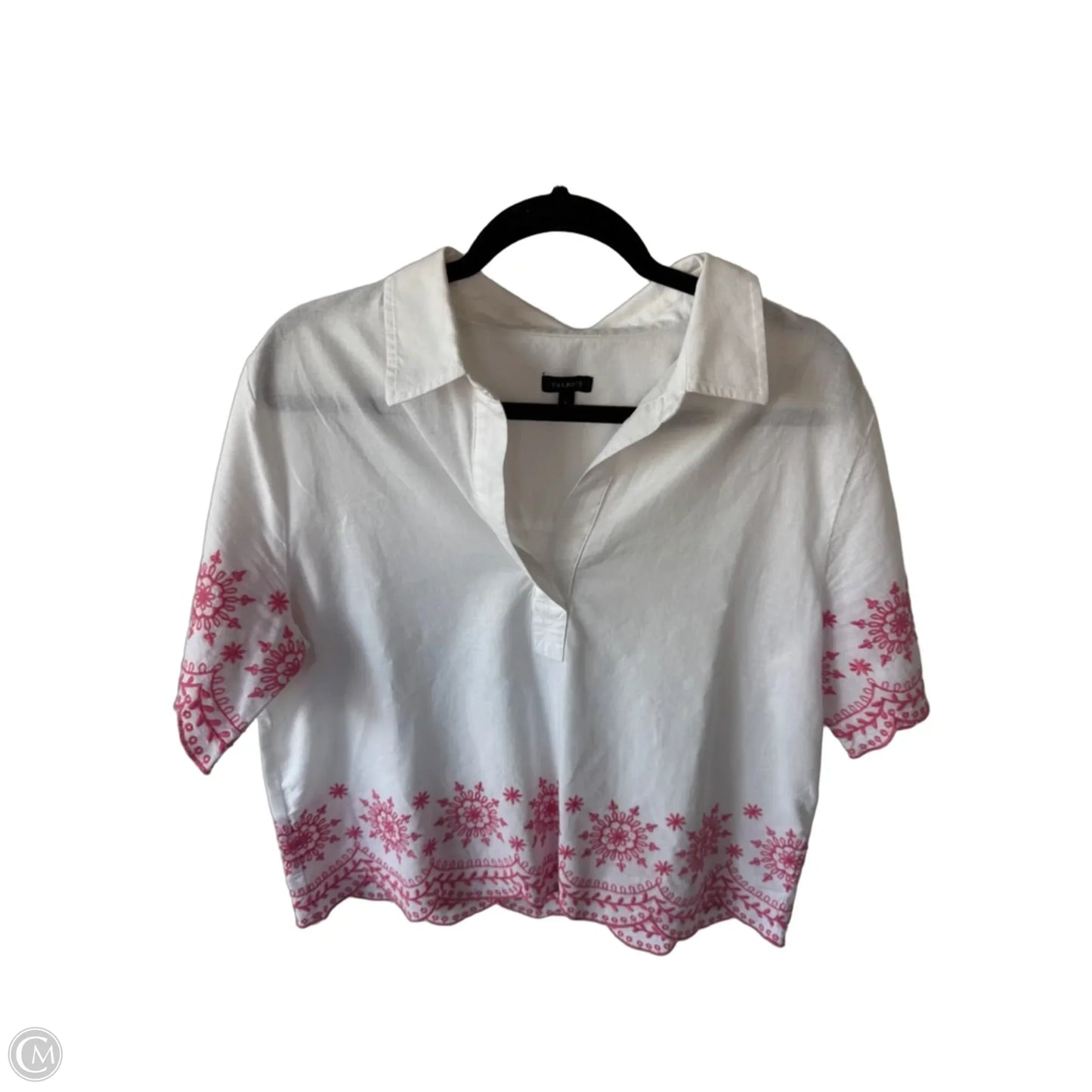 Top Short Sleeve By Talbots In White, Size: L