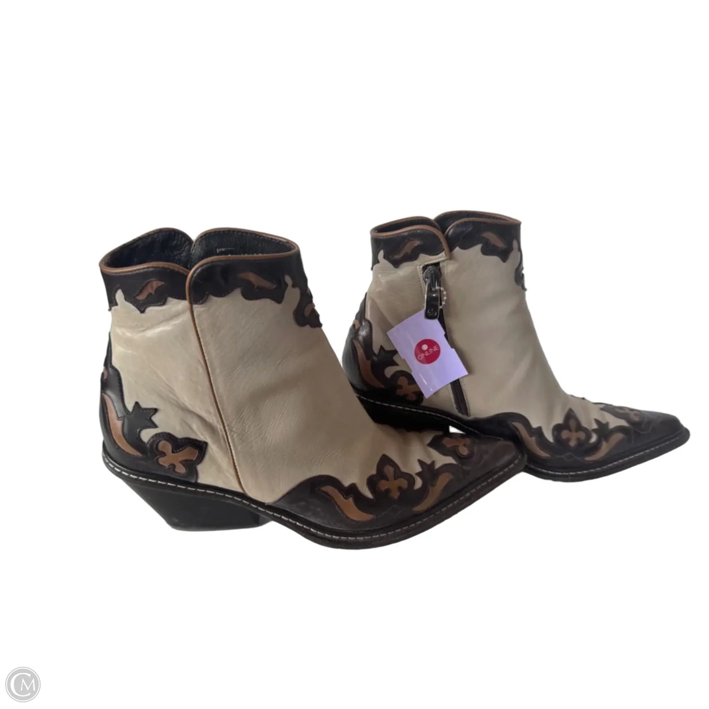 Boots Western By Donald Pliner In Brown & Cream, Size: 8