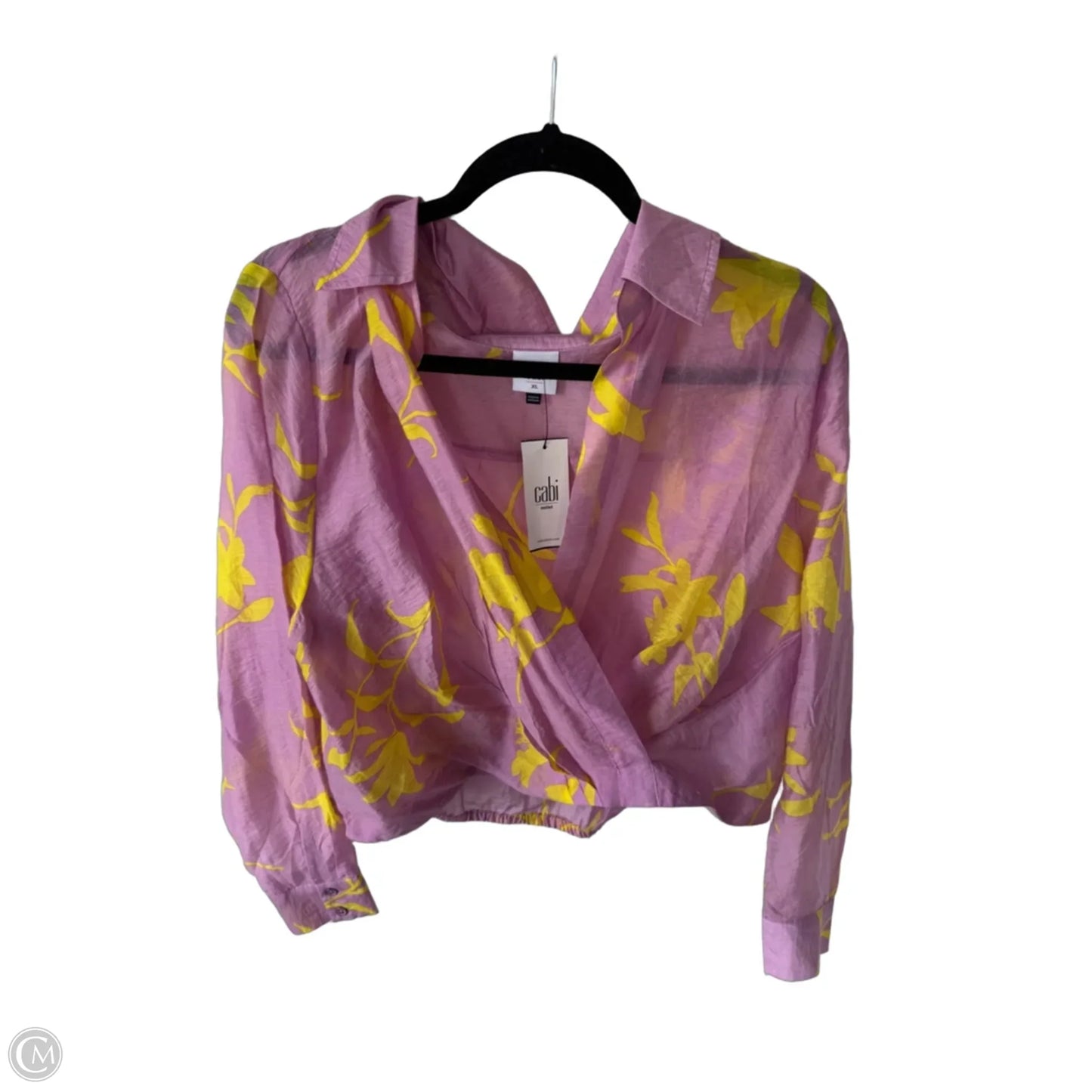 Top Long Sleeve By Cabi In Purple & Yellow, Size: Xl