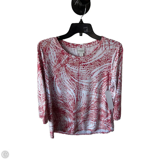 Top 3/4 Sleeve By Chicos In Red & White, Size: M