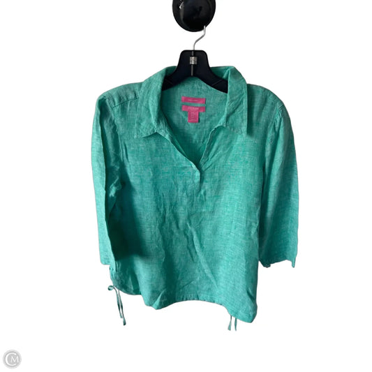 Top 3/4 Sleeve By Isaac Mizrahi In Green, Size: M