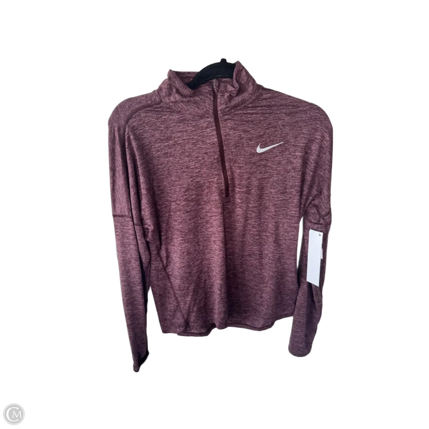 Athletic Top Long Sleeve Collar By Nike In Purple, Size: S