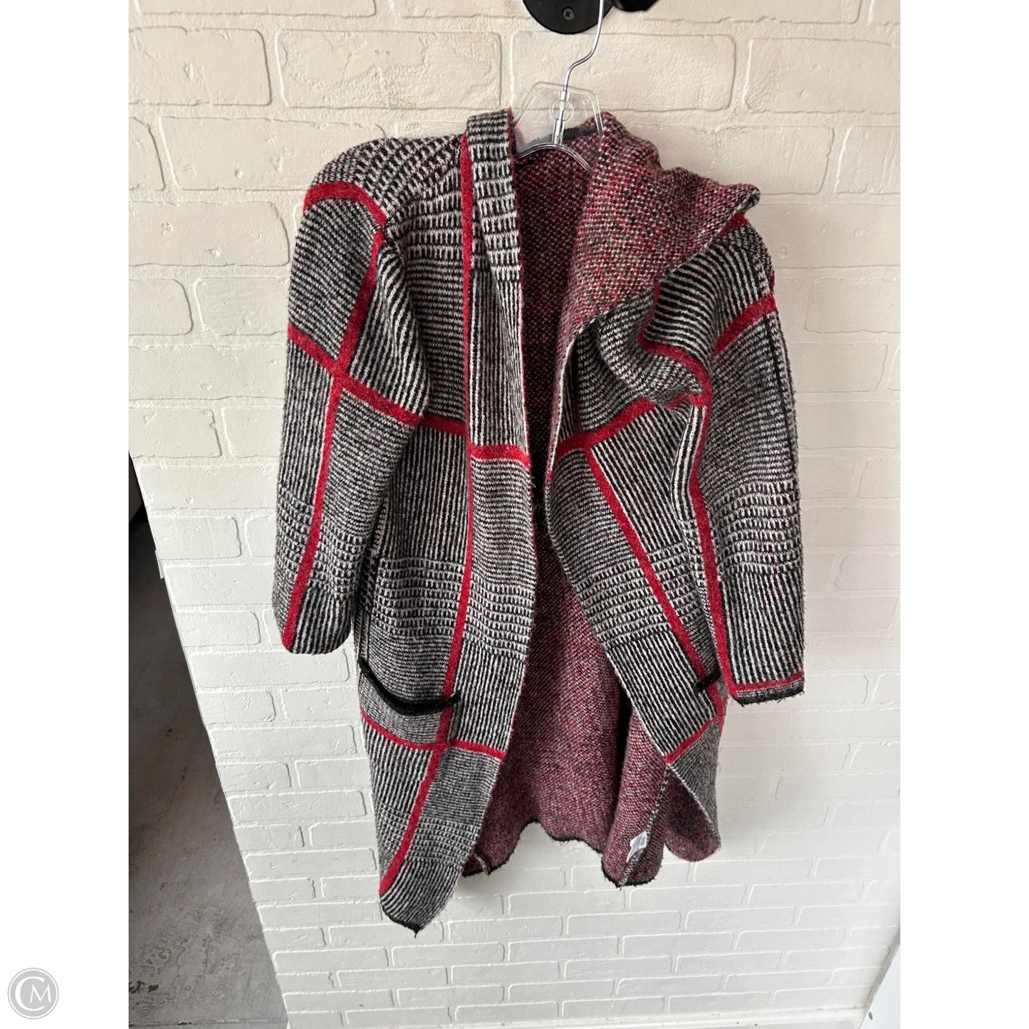 Sweater Cardigan By Joseph A. In Black & Red, Size: S
